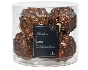 Decoris dennenappel glas 5x7cm 6st espresso - afbeelding 1