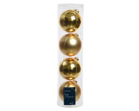 Decoris kerstballen set glas 10cm 4st licht goud - afbeelding 1