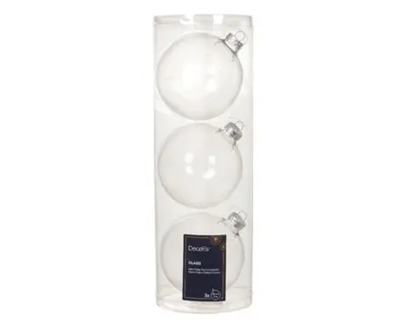 Decoris kerstballen set glas 10cm transparant 3st - afbeelding 1