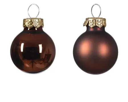 Decoris kerstballen set glas 2.5cm 24st espresso - afbeelding 2