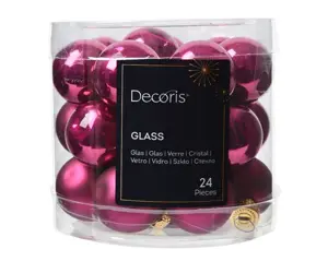 Decoris kerstballen set glas 2.5cm 24st granaatappel - afbeelding 1