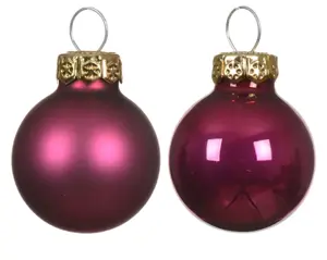 Decoris kerstballen set glas 2.5cm 24st granaatappel - afbeelding 2