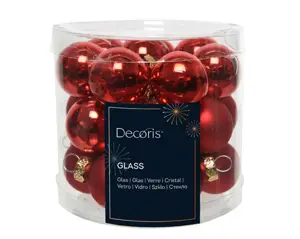 Decoris kerstballen set glas 2.5cm 24st kerstrood - afbeelding 1