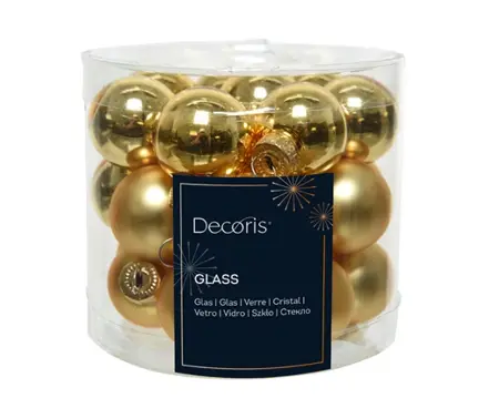 Decoris kerstballen set glas 2.5cm 24st lichtgoud - afbeelding 1