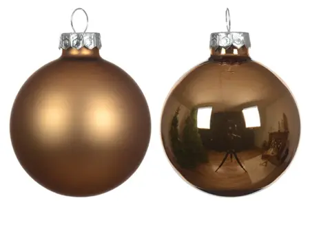 Decoris kerstballen set glas 2.5cm 24st  pecannoot bruin - afbeelding 2