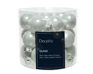 Decoris kerstballen set glas 2.5cm 24st winterwit