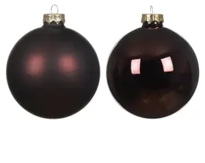 Decoris kerstballen set glas 2.5cm 24st zwarte truffel - afbeelding 2