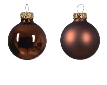 Decoris kerstballen set glas 3.5cm 16st espresso - afbeelding 2