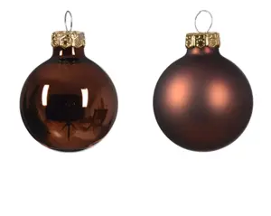 Decoris kerstballen set glas 3.5cm 16st espresso - afbeelding 2