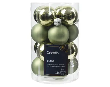 Decoris kerstballen set glas 3.5cm 16st rosemarijn - afbeelding 1