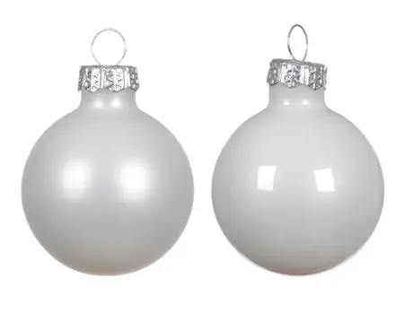 Decoris kerstballen set glas 3.5cm 16st winterwit - afbeelding 2