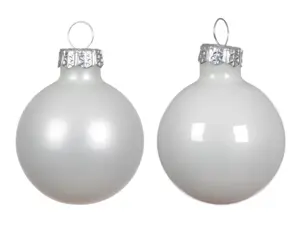 Decoris kerstballen set glas 3.5cm 16st winterwit - afbeelding 2