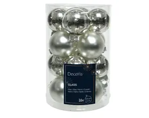 Decoris kerstballen set glas 3.5cm 16st zilver