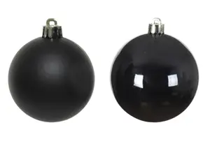 Decoris kerstballen set glas 3.5cm 16st zwart - afbeelding 2