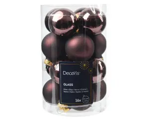 Decoris kerstballen set glas 3.5cm 16st zwart truffel - afbeelding 1