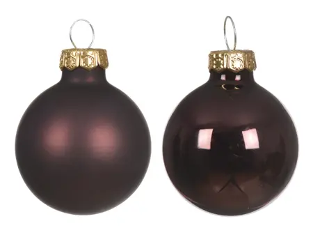 Decoris kerstballen set glas 3.5cm 16st zwart truffel - afbeelding 2