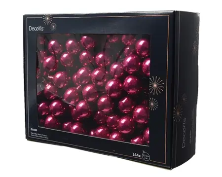 Decoris kerstballen set glas 3cm 144st granaatappel - afbeelding 1