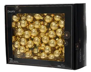 Decoris kerstballen set glas 3cm 144st licht goud - afbeelding 1