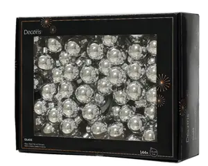 Decoris kerstballen set glas 3cm 144st zilver - afbeelding 1