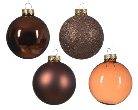 Decoris kerstballen set glas 42st espresso - afbeelding 2