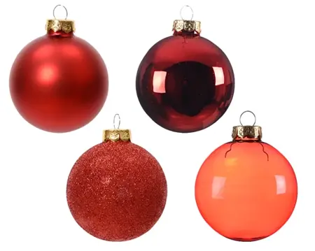 Decoris kerstballen set glas 42st kerstrood - afbeelding 3