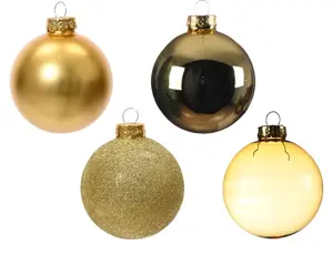 Decoris kerstballen set glas 42st lichtgoud - afbeelding 3