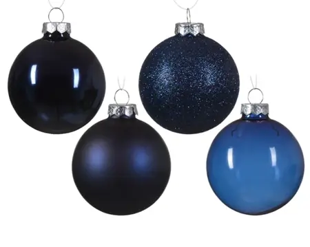 Decoris kerstballen set glas 42st nachtblauw - afbeelding 2