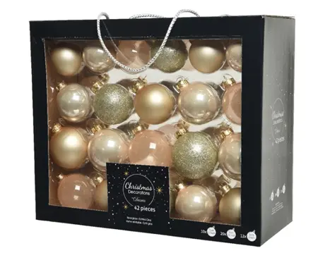 Decoris kerstballen set glas 42st parel - afbeelding 1