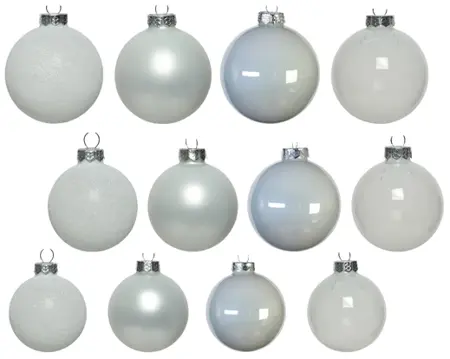 Decoris kerstballen set glas 42st winterwit - afbeelding 2