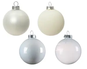 Decoris kerstballen set glas 42st winterwit - afbeelding 3