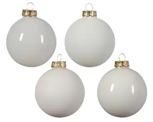 Decoris kerstballen set glas 42st wolwit - afbeelding 2