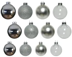 Decoris kerstballen set glas 42st zilver - afbeelding 2