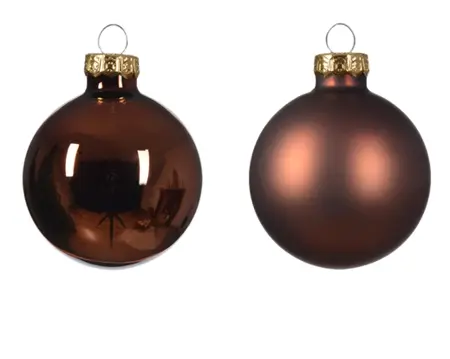 Decoris kerstballen set glas 5cm 12st espresso - afbeelding 2