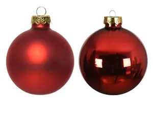 Decoris kerstballen set glas 5cm 12st kerstrood - afbeelding 2