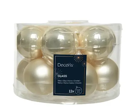 Decoris kerstballen set glas 5cm 12st parel - afbeelding 1