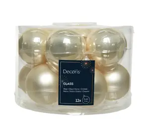 Decoris kerstballen set glas 5cm 12st parel - afbeelding 1