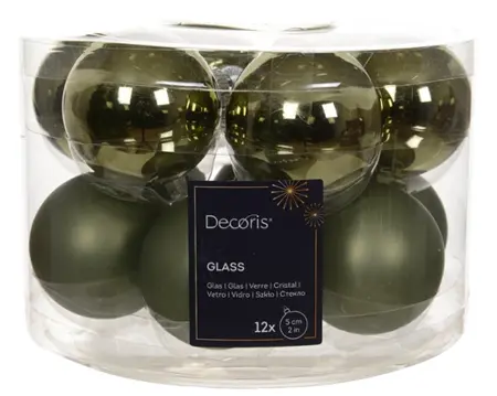 Decoris kerstballen set glas 5cm  12st rosemarijn - afbeelding 1