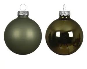 Decoris kerstballen set glas 5cm  12st rosemarijn - afbeelding 2