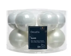 Decoris kerstballen set glas 5cm 12st winterwit