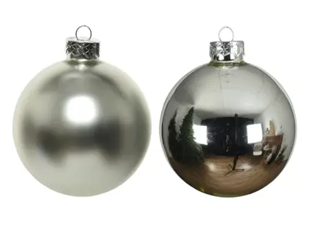 Decoris kerstballen set glas 5cm 12st zilver - afbeelding 2