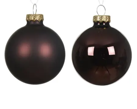 Decoris kerstballen set glas 5cm 12st zwart truffel - afbeelding 2