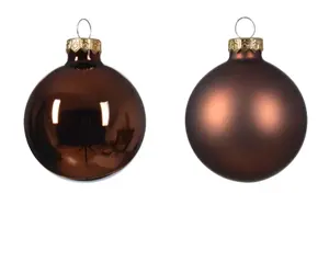 Decoris kerstballen set glas 6cm 10st espresso - afbeelding 2