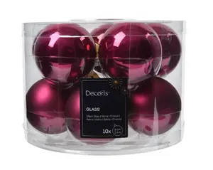 Decoris kerstballen set glas 6cm 10st granaatappel - afbeelding 1