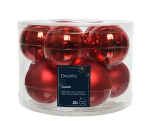 Decoris kerstballen set glas 6cm 10st kerstrood