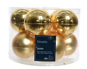 Decoris kerstballen set glas 6cm 10st lichtgoud - afbeelding 1