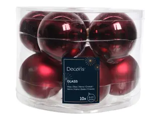 Decoris kerstballen set glas 6cm 10st ossenbloed