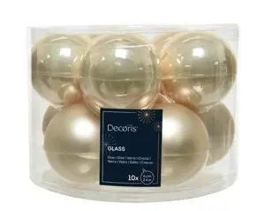 Decoris kerstballen set glas 6cm 10st parel - afbeelding 1