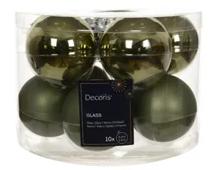 Decoris kerstballen set glas 6cm 10st rosemarijn - afbeelding 1