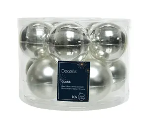 Decoris kerstballen set glas 6cm 10st zilver - afbeelding 1