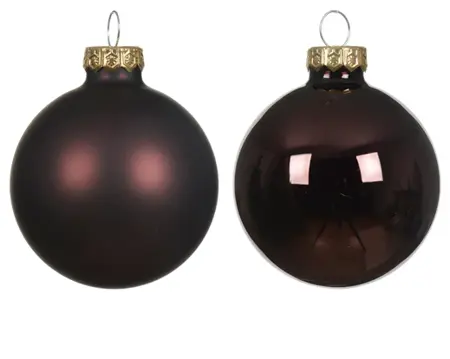 Decoris kerstballen set glas 6cm 10st zwart truffel - afbeelding 2